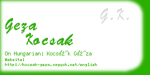 geza kocsak business card